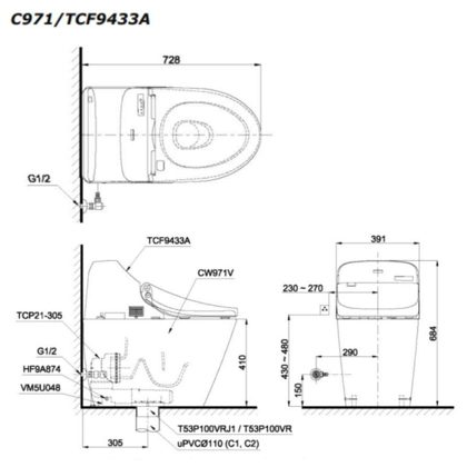 [HÀNG TRƯNG BÀY] Bồn Cầu Thông Minh TOTO C971/TCF9433A GG ảnh 2